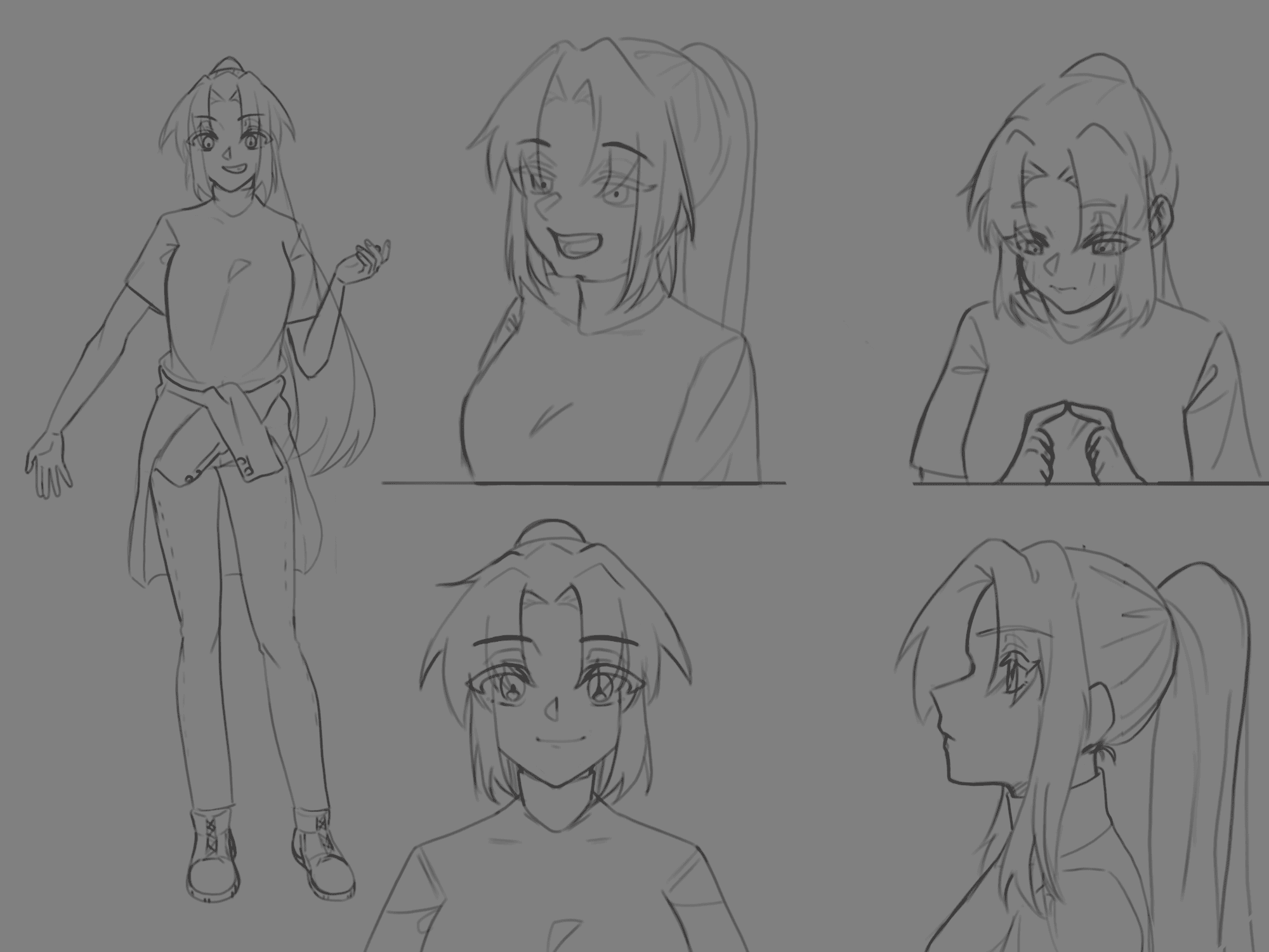 Drawing Mion Character Sheet - Sketch